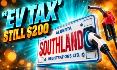 Alberta $200 electric vehicle tax fuel tax holiday