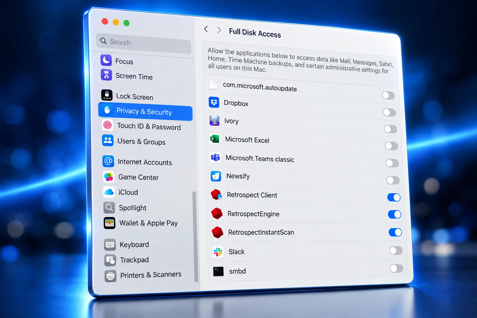 Apple Full Disk Access explicit Mac grant