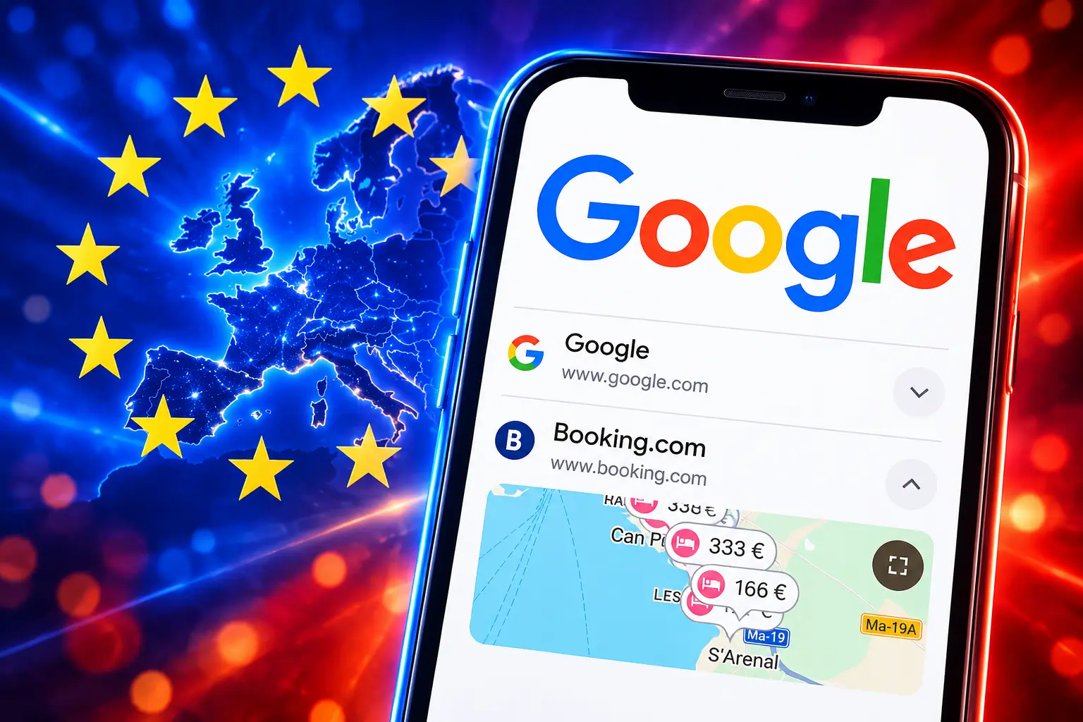 Google Search EEA hotel prices stripped DMA layout