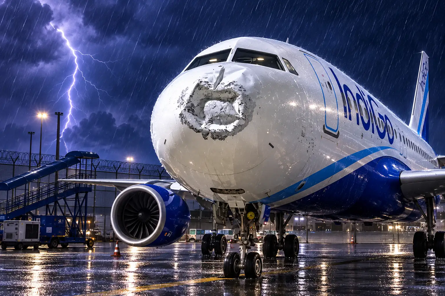 IndiGo 6E925 smashed radome after Lucknow landing